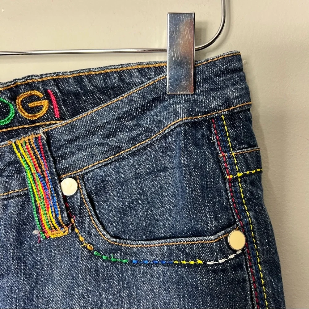 Coogi Australia Vintage y2k Denim Jean Shorts Embroidered Colorful Rainbow